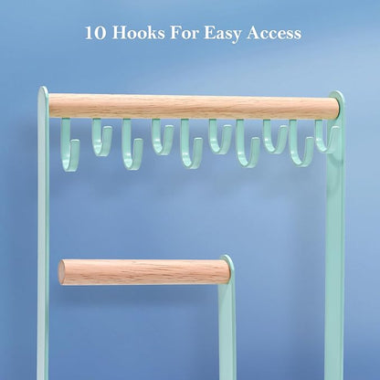 ProCase Cute Jewelry Stand, Aesthetic Jewelry Organizer for Dresser Vanity, Jewelry Holder Display for Necklaces Earrings, Gifts for Teen Girls Women, Bedroom Dorm Decor -Medium, Aqua