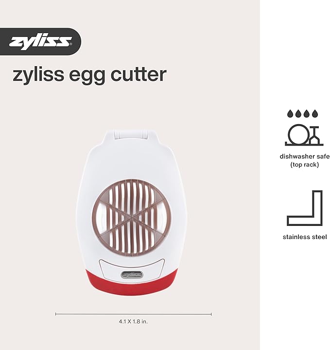 ZYLISS Egg Slicer - Non Slip, Egg Cutter and Wedger with Built in Shell Piercer