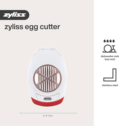 ZYLISS Egg Slicer - Non Slip, Egg Cutter and Wedger with Built in Shell Piercer
