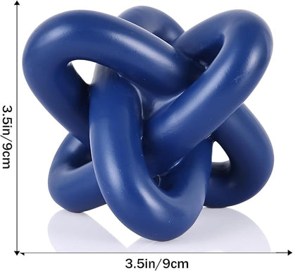 DOVDOV Blue Knot Sculpture, Three Knot Sculptures, Blue Home Decor Accents, Knot Sculptures for Rustic-Style Coffee Tables, Living Room Dining Tables, Entrance Hall Shelves, and Small Decorations.