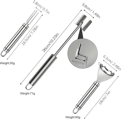 3 Pcs Corn Peeler, Stripper and Holder Set, Stainless Steel Corn Kernel Remover Tool Kit for Corn on the Cob
