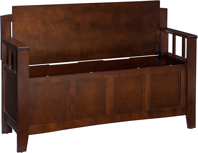 Linon Home Dcor Linon Home Decor Cynthia Storage Bench, 50"w x 17.25"d x 32"h, Walnut