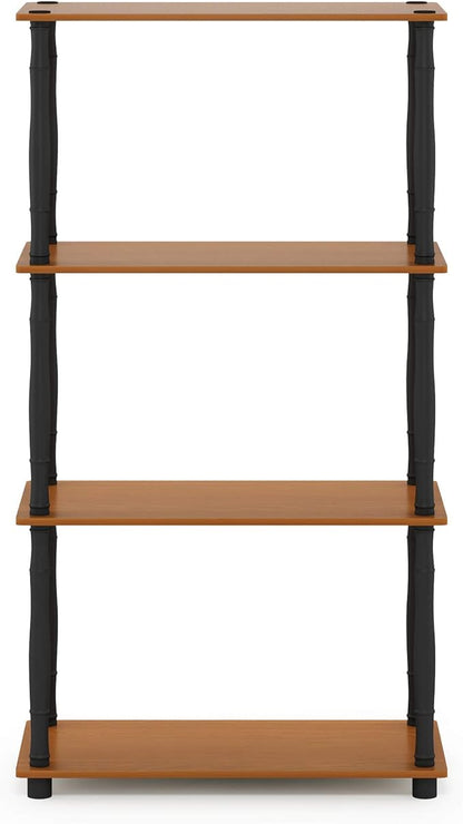 Furinno Turn-N-Tube 4-Tier Multipurpose Shelf Display Rack, Classic Tubes, Light Cherry/Black