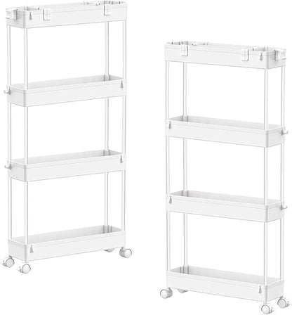SPACELEAD 2-piece Set Slim Storage Cart 3 Tier,Bathroom Organizer Rolling Utility,Mobile Shelving Unit Slide Out for Office, Kitchen, Laundry Room & Narrow Places