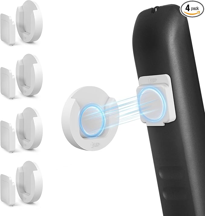 YYILIS Magnetic Remote Control Holder Wall Mount, 4 Pack Upgrade Remote Control Organizers Storage Self-Adhesive TV Remote Control Caddy for Back of TV White