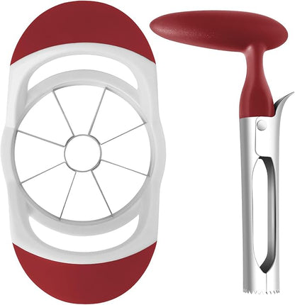 Asdirne Apple Slicer & Corer Set, Apple Cutter and Fruit Slicer with Sharp Stainless Steel Blades and Ergonomic Non-Slip Handles, Ideal for Cutting a Wide Range of Fruits, Red