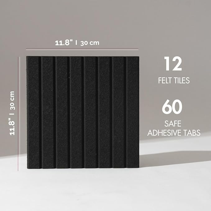 Large Bulletin Board 48"x36" - Office Wall Organizer to Replace your Old Cork Boards for Walls for Office Decor - 12-pack Felt Wall Panels for Use in Home Office Decor, Classroom Decor (Black)