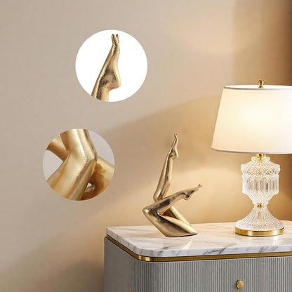 Golden Legs Sculpture Elegant Resin Home Decor Legs Statues Versatile Indoor/Outdoor Ornament, Bedroom, Office Desktop, Cabinets, Perfect (Bent Leg)