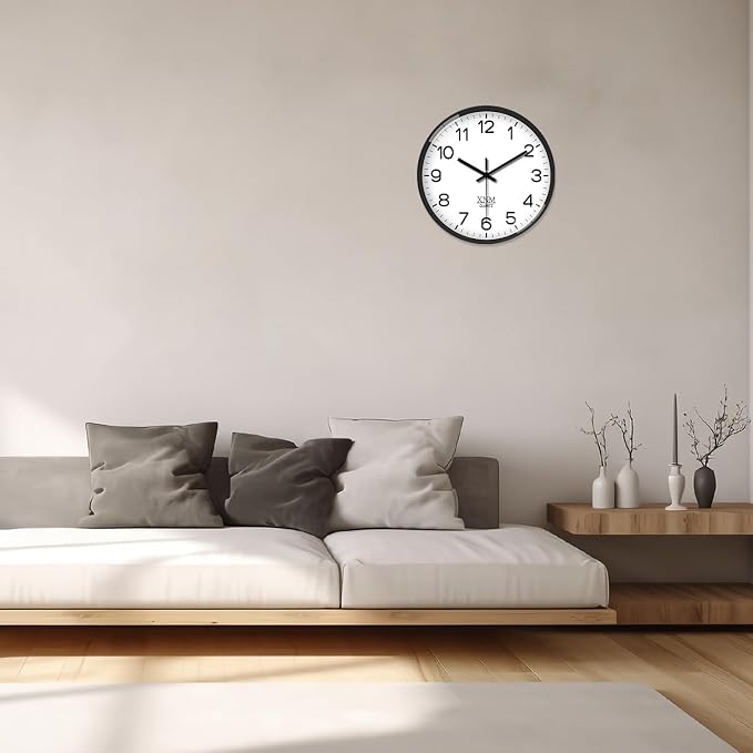 XNM 2 Pack Black Wall Clock 8 Inch Small Classic Wall Clocks Battery Operated Modern Minimalist Wall Clock for Living Room Bedroom Silent Non Ticking
