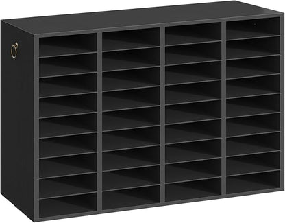 HOOBRO Wooden Literature Organizer, 36-Slot Mail Sorters, Removable Classroom Mailbox, Student Mailboxes for Classroom, Paper Storage Organizer, for Home, Office, Black BK36WF01