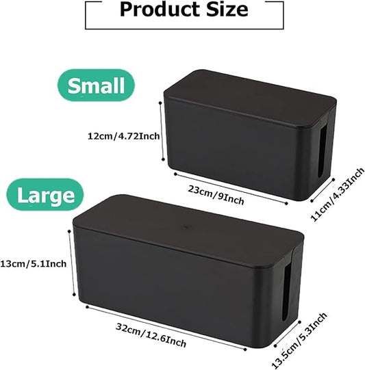 Cable Management Box,Cord Organizer Box for Home and Office System to Cover and Hide, Power Strips, Cords,Surge Protector (Large, Black)