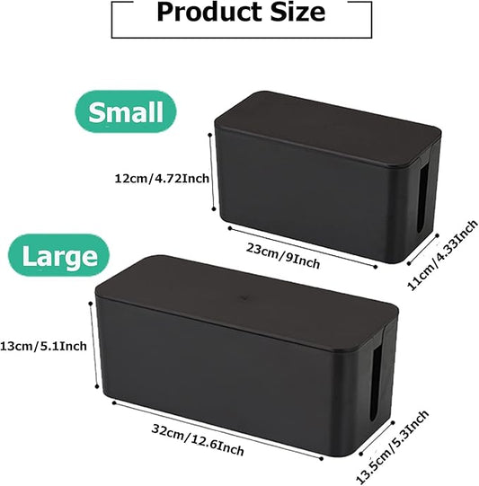 Cable Management Box,Cord Organizer Box for Home and Office System to Cover and Hide, Power Strips, Cords,Surge Protector (Small, Black)