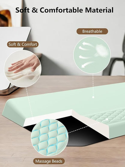 2-in-1 Ergonomic Keyboard Stand with Wrist Rest, Comfy Keyboard Riser Holder with Massage Design, Light Green