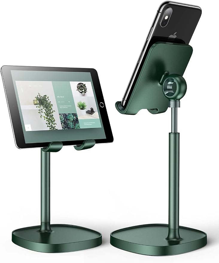 LISEN Green Office Accessories and Decor, Green Phone Stand Computer Office Fun Desk Accessories Bathroom Essentials Desk Accessories for Kindle Stand Moms Gift Birthday Decorations 4-10 inch