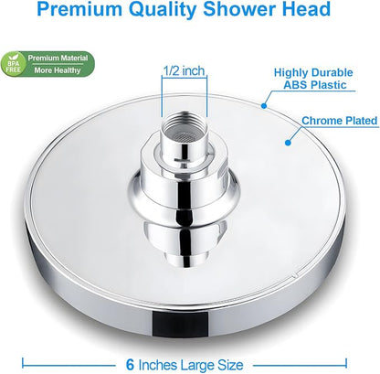 High Pressure Rainfall Shower Head, 6 Inches Luxury Modern Showerhead with Perfect Adjustable Replacement, Removable Restrictor, Easy Installation for Your Bathroom Shower Heads(Chrome Plated)