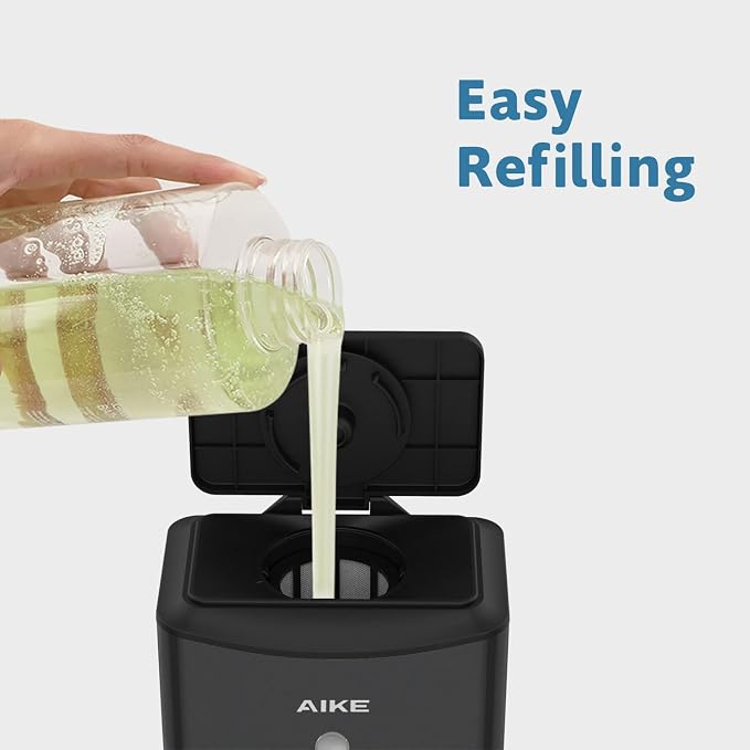 AIKE Automatic Soap Dispenser Commercial Wall Mounted Liquid Dispenser Matte Black Stainless Steel Finish 1100ml Large Capacity