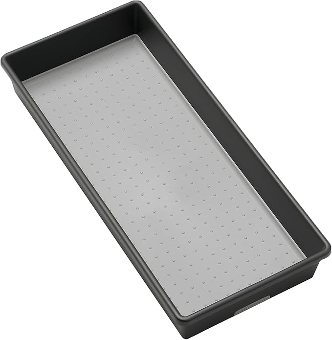 Madesmart Plastic Multipurpose Storage Organizer Bin for Drawers, Low-Profile Storage Bin Drawer Organizer, Granite
