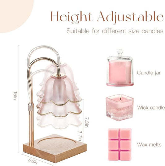 Candeldo Mom Birthday Gifts for Women: Candle Warmer Lamp with Scented Candles Dimmable Pink Flower Wax Warmer with Timer Mothers Day Housewarming Gift