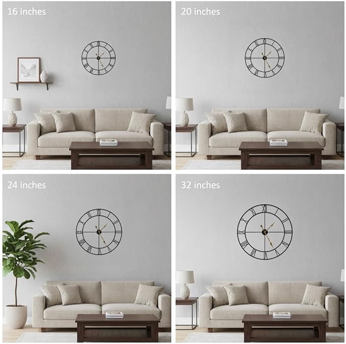 Zabiki 40 Inch Large Wall Clock Modern, Oversized Roman Vintage Farmhouse Decorative Black Metal Wall Clock for Living Room Decor, Xmas, Birthday Gift