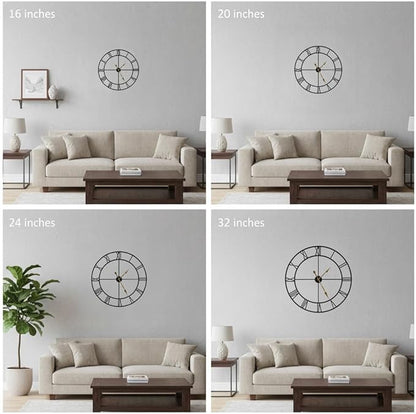 Zabiki 36 Inch Large Wall Clock Modern, Oversized Roman Vintage Farmhouse Decorative Black Metal Wall Clock for Living Room Decor, Xmas, Birthday Gift
