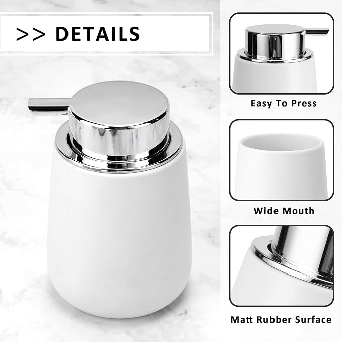 Soap Foaming Dispenser Ceramic with Easy-to-Press Pump Hand Foam Dispenser for Shampoo Bathroom Kitchen 12 oz