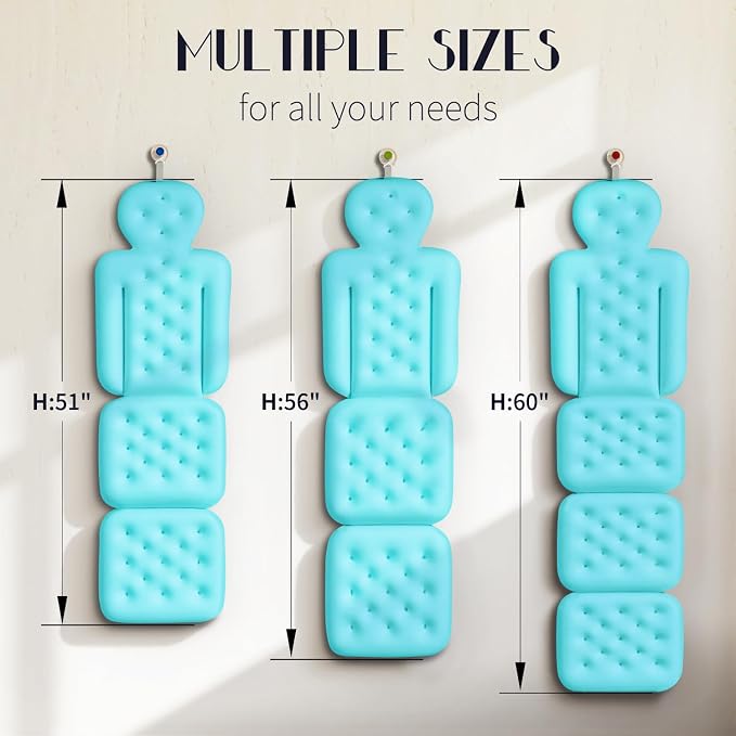 Full Body Bath Pillow for Bathtub, Thick Bathtub Cushion, Luxury Tub Pillow for Bath for Headrest Neck and Back Support Ocean Blue 56" x 16"