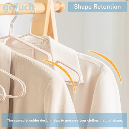 Ultra-Thin Metal Hangers, 50 Pack Non-Slip PVC Coated Space Saving Clothes Hangers for Closet, 16 inch Wide for Suits, Dresses, Jackets（Gray）