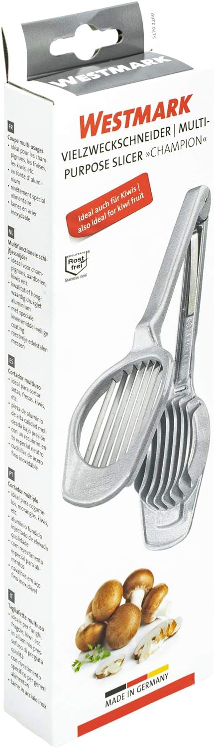 Westmark Mushroom & Egg Slicer – Heavy-Duty Aluminum Cutter with 7 Stainless Steel Blades for Even Slices, Multi-Purpose Food Slicer for Mushrooms, Eggs, Strawberries & Kiwi, Kitchen Essentials