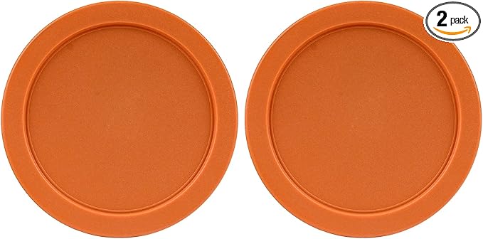 Replacement Lids fits Pyrex 6 & 7-Cup Glass Food Storage Container Bowls, 7.5-Inch Plastic Round Lids Covers for Pyrex 7402-PC, Airtight & Leakproof (2-Pack, Orange)