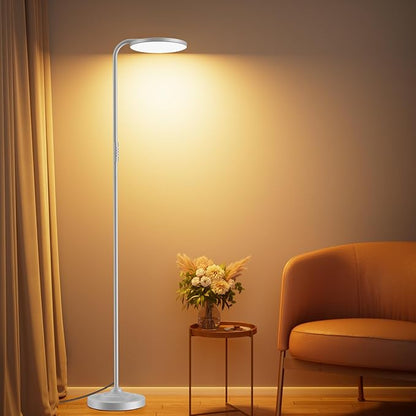 36W LED Floor Lamp, Super Bright Standing Lamp, Modern Stepless Dimmable Torchiere Tall Lamp with Remote Control, 350°Rotating Head Reading Floor Lamp for Living Room, Bedroom, Office
