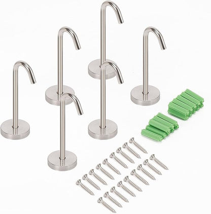 NearMoon Coat Hooks, Wall Mount Hooks for Hanging Hat Hurse Robe, 304 Stainless Steel Heavy Duty Towel Hangers for Bathroom Livingroom Kitchen-Ceiling Hook, 6 Pack (4 Inch, Brushed Nickel)