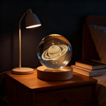 3D Saturn Crystal Ball, 2.4 inch Universe Decorative Quartz Glass Sphere, Space Astronomy Decor Display Sculpture Home Decor Gifts for Women Friends Girls
