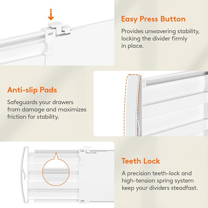 Lifewit 5" High 12 Pack Drawer Dividers, 11.5"-18.5" Adjustable Deep Drawer Organizer Clothes, Expandable White Plastic Separators for Dresser, Kitchen, Cabinet, Nursery, Office Organization & Storage