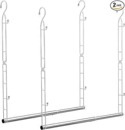 Supforce Hanging Closet Rod Stainless Steel, 2 Pack Adjustable Height & Width Closet Rod Extender, Space-Saving Closet Hanging Storage Organizer，Load up to 88LB