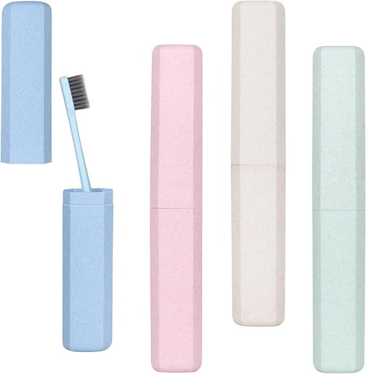 Hooqict 4 Pack Travel Toothbrush Case Portable Travel Toothbrush Holder Plastic Toothbrush Container Protector Cover for Traveling, Camping, Home, School, Business