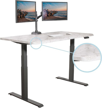 Vari ComfortEdge 60x30 Inch Adjustable Electric Standing Desk – Limited Edition Sit Stand VariDesk with Memory Presets & Sloped Front Edge + Tool-Free Assembly (Marble/Slate Legs)
