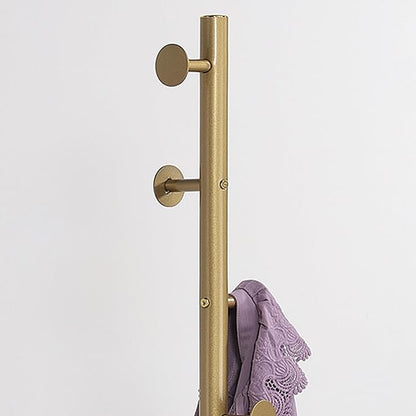 Kings Brand Furniture Freestanding Metal Hall Tree Coat Rack Stand with Umbrella Holder for Entryway Hanging Clothes, Hats, Bags (Gold)
