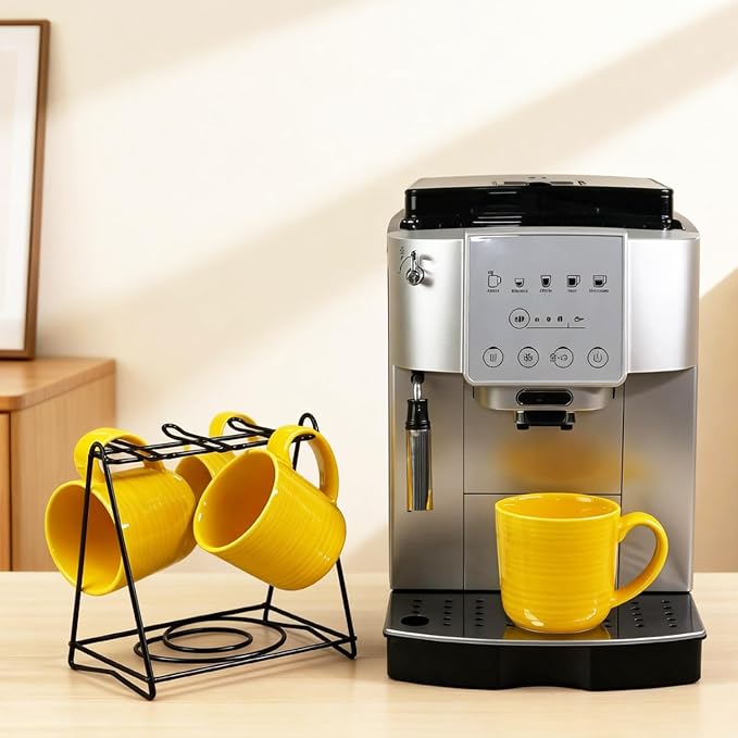 Ceramic Coffee Mugs Set of 4, 12 Ounces Ceramic coffee mug,heavy mug with Comfortable Handles,Dishwasher & Microwave Safe，coffe mug Sets 4 Beautiful Colors, tea mug for Coffee, Tea. (YELLOW)