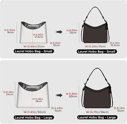 GIVLEFLY Purse Organizer Insert Fit for Laurel Small Size Tote Bag Organizer Insert with Cup Holder, Light Weight Purse Liner with Built-In Zipper Pocket (Dark Gray Lining,Medium)