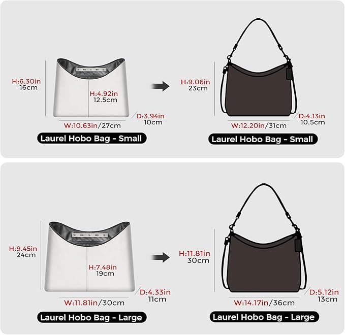 GIVLEFLY Purse Organizer Insert Fit for Laurel Large Size Tote Bag Organizer Insert with Cup Holder, Light Weight Purse Liner with Built-In Zipper Pocket (Dark Gray Lining,Large)