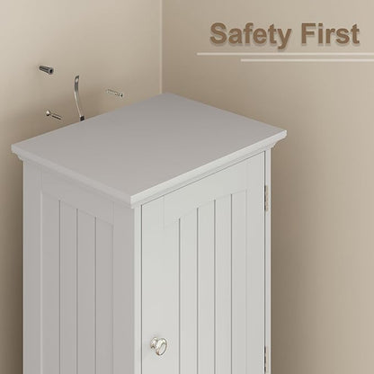 ChooChoo 67" Tall Bathroom Storage Cabinet, Narrow Bathroom Cabinet with 2 Doors and 1 Drawers, Freestanding Cupboard Floor Cabinet with Adjustable Shelves for Living Room, Kitchen, White