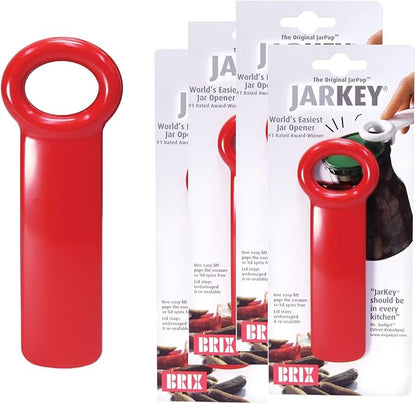 Brix Original Easy Jar Key Opener, Great for Kids and Arthritis and Carpal Tunnel Sufferers, Red, Set of 4