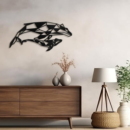 SIGNLEADER Metal Wall Art Decor Galloping Cheetah Modern Abstract Wall Sculpture Hangings Home Decoration for Living Room, Bedroom, Bathroom, Kitchen, Outdoor - 24" Black