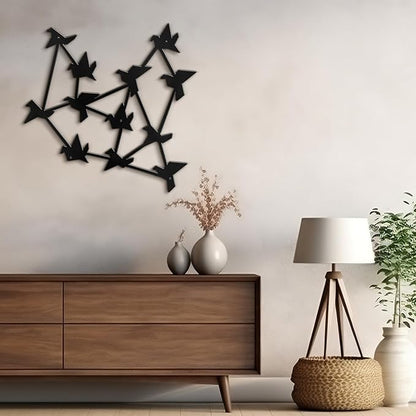 SIGNLEADER Metal Wall Art Decor Free Birds Modern Abstract Wall Sculpture Hangings Home Decoration for Living Room, Bedroom, Bathroom, Kitchen, Outdoor - 30" Black