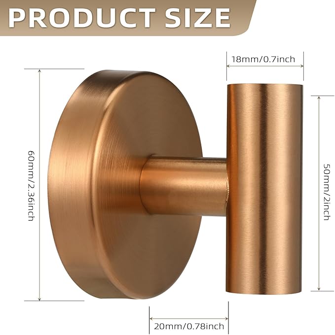 Suction Cup Hooks for Shower - Bathroom Reusable Hooks for Towels, Robes & Loofah - No-Drill Mounting on Kitchen,Walls,Metal,Glass,Mirrors,Tile & Smooth Non-Porous Surfaces (2, Champagne Bronze)