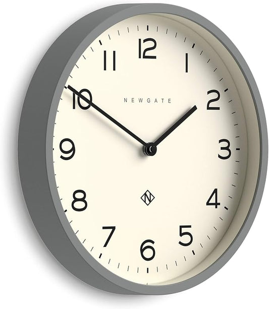 NEWGATE® Number Four Echo wall Clock | Modern Round Clock | 12 inch | Gray | Easy to Read Numbers | Ideal for Kitchen, Living Room or Office
