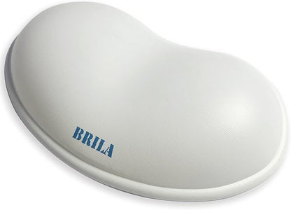 BRILA Ergonomic Silicone Mouse Wrist Rest, Cooling Silica Gel PU Leather Mouse Wrist Support Pad for Office Work and Laptop Computer Gaming (White Leather)