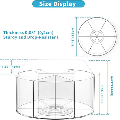 Acrylic Pen Holder for Desks, Acrylic Desk Organizer Clear, 360 Degree Pencil Holder for Desk Kids, Rotating Desk Organizer Rotating Pen Holder for Desk, Art Supply Storage Organizer 6 Compartments