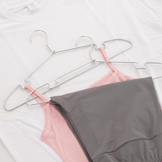 30 Pack Aluminum Hangers - Silver Skirt, Heavy Duty Standard, Suit, Dress, and Wedding Hangers