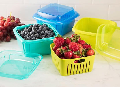 Hutzler 3-in-1 Berry Keeper Colander and Container, Keeps Berries Fresh Longer, 2 Pints, Turquoise